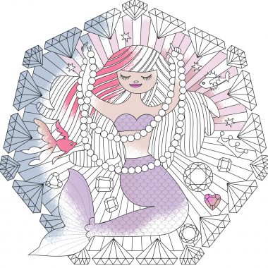 Diamond mermaid coloring image