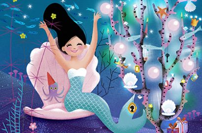 Mermaid Christmas card illustration